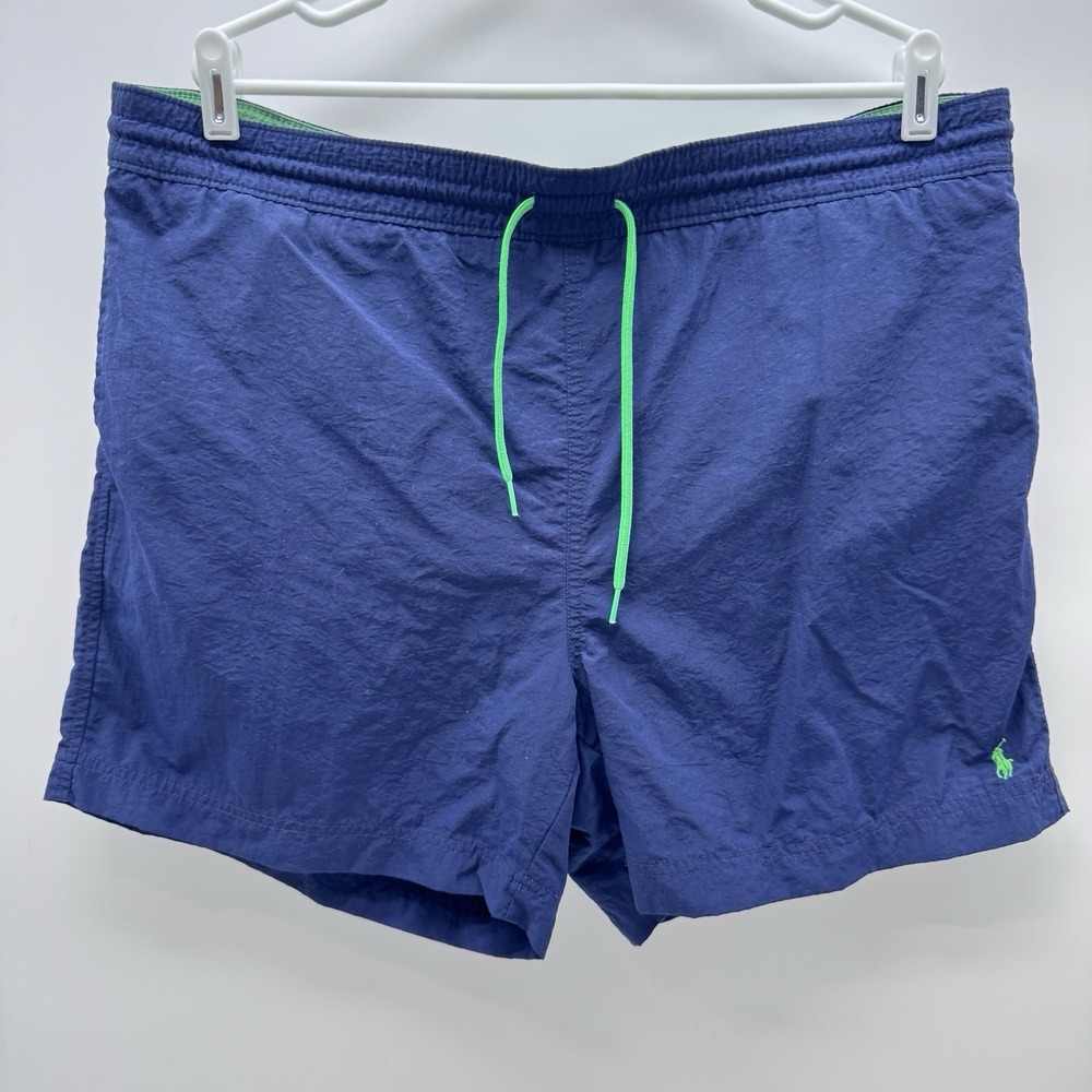 Polo Ralph Lauren Swim Trunks Men L Blue Green Traveler Mesh Lined